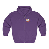 Paw Print Explosion (Back)__BAB Oval (Front) || Unisex Heavy Blend™ Full Zip-Up Hoodie