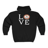 Bark-A-Bout Logo__Color (Front) and LOVE (Back)  ||  Unisex Heavy Blend™ Full Zip-Up Hoodie