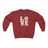 LOVE with Bark-A-Bout Outline (Front)___BAB Oval Outline (Back)  ||  Unisex Heavy Blend™ Crewneck Sweatshirt