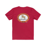 Bark-A-Bout Word (Front)__Oval Logo (Back)  ||  Bella + Canvas 3001 Unisex Jersey Short Sleeve Tee