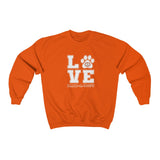 LOVE with Bark-A-Bout Outline (Front)___BAB Oval Outline (Back)  ||  Unisex Heavy Blend™ Crewneck Sweatshirt