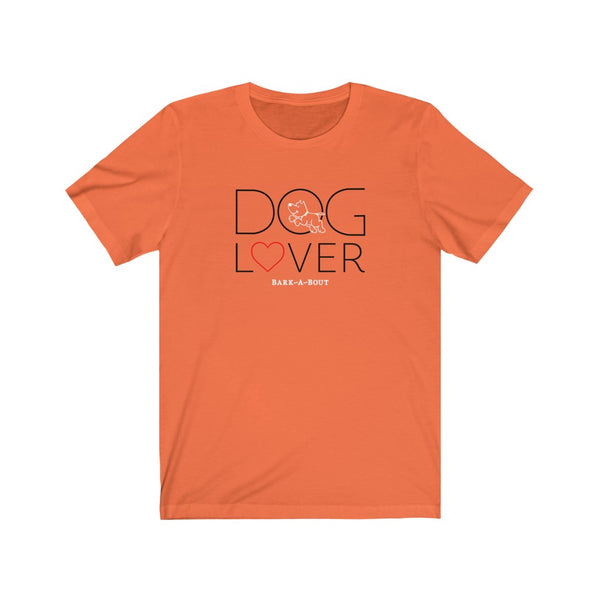 Dog Lover, White Dog and Logo || Bella + Canvas 3001 Unisex Jersey Short Sleeve Tee