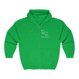 Bark-A-Bout Dog Jumping Logo (Front)__Color Oval Logo (Back) || Unisex Heavy Blend™ Full Zip-Up Hoodie