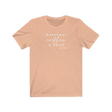 Weekends, Coffee and Dogs__Warm Tones  ||  Bella + Canvas 3001 Unisex Jersey Short Sleeve Tee