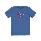 Red White & Blue Paw Prints  ||  Bella + Canvas 3001 Unisex Jersey Short Sleeve Tee