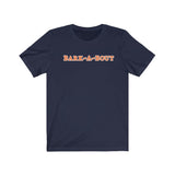 Bark-A-Bout Word (Front)__Oval Logo (Back)  ||  Bella + Canvas 3001 Unisex Jersey Short Sleeve Tee
