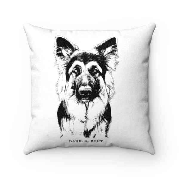 German Shepherd, Bark-A-Bout (Front and Back)  ||  Faux Suede Square Pillow