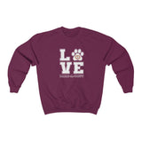 LOVE with Bark-A-Bout Outline (Front)___BAB Oval Outline (Back)  ||  Unisex Heavy Blend™ Crewneck Sweatshirt