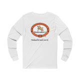 Weekends, Coffee and Dogs (Front)___Oval Logo (Back)  ||  Unisex Jersey Long Sleeve Tee