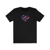 Red White & Blue Paw Prints  ||  Bella + Canvas 3001 Unisex Jersey Short Sleeve Tee