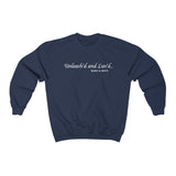 Unleash'd And Luvd with Bark-A-Bout Logo (Front)___BAB Oval Outline (Back)  ||  Unisex Heavy Blend™ Crewneck Sweatshirt
