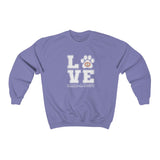 LOVE with Bark-A-Bout Outline (Front)___BAB Oval Outline (Back)  ||  Unisex Heavy Blend™ Crewneck Sweatshirt