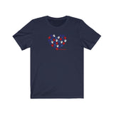 Red White & Blue Paw Prints  ||  Bella + Canvas 3001 Unisex Jersey Short Sleeve Tee