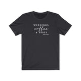 Weekends, Coffee and Dogs__Cool Tones  ||  Bella + Canvas 3001 Unisex Jersey Short Sleeve Tee
