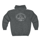 Bark-A-Bout Logo (Front)__White Oval Outline Logo (Back)  ||  Unisex Heavy Blend™ Full Zip-Up Hoodie