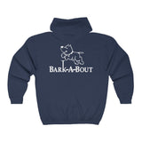 Bark-A-Bout Logo (Front)__Dog Jumping Logo (Back)  ||  Unisex Heavy Blend™ Full Zip-Up Hoodie
