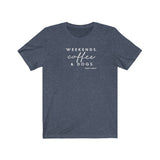 Weekends, Coffee and Dogs__Cool Tones  ||  Bella + Canvas 3001 Unisex Jersey Short Sleeve Tee
