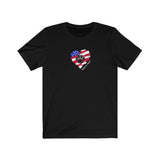 American Flag Paw Print (Front)__Heart Logo (Back)  ||  Bella + Canvas 3001 Unisex Jersey Short Sleeve Tee