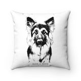 German Shepherd, Bark-A-Bout (Front and Back)  ||  Faux Suede Square Pillow