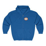 Paw Print Explosion (Back)__BAB Oval (Front) || Unisex Heavy Blend™ Full Zip-Up Hoodie