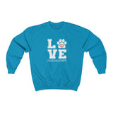 LOVE with Bark-A-Bout Outline (Front)___BAB Oval Outline (Back)  ||  Unisex Heavy Blend™ Crewneck Sweatshirt