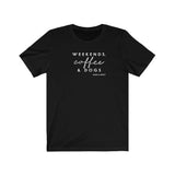 Weekends, Coffee and Dogs__Cool Tones  ||  Bella + Canvas 3001 Unisex Jersey Short Sleeve Tee