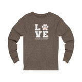 LOVE Bark-A-Bout Varsity (Front)__Oval Logo (Back)  ||  Unisex Jersey Long Sleeve Tee