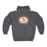 Bark-A-Bout Dog Jumping Logo (Front)__Color Oval Logo (Back) || Unisex Heavy Blend™ Full Zip-Up Hoodie
