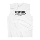 Rescued Is My Favorite Breed (Front) __BAB Oval (Back)  || Men's Ultra Cotton Sleeveless Tank