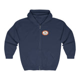 Paw Print Explosion (Back)__BAB Oval (Front) || Unisex Heavy Blend™ Full Zip-Up Hoodie