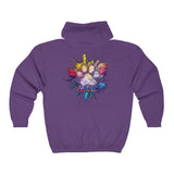 Paw Print Explosion (Back)__BAB Oval (Front) || Unisex Heavy Blend™ Full Zip-Up Hoodie