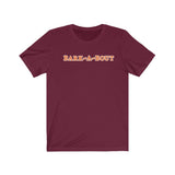 Bark-A-Bout Word (Front)__Oval Logo (Back)  ||  Bella + Canvas 3001 Unisex Jersey Short Sleeve Tee