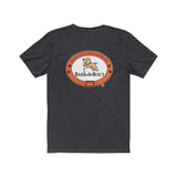 Bark-A-Bout Word (Front)__Oval Logo (Back)  ||  Bella + Canvas 3001 Unisex Jersey Short Sleeve Tee