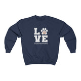 LOVE with Bark-A-Bout Outline (Front)___BAB Oval Outline (Back)  ||  Unisex Heavy Blend™ Crewneck Sweatshirt