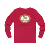 Weekends, Coffee and Dogs (Front)___Oval Logo (Back)  ||  Unisex Jersey Long Sleeve Tee