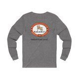Weekends, Coffee and Dogs (Front)___Oval Logo (Back)  ||  Unisex Jersey Long Sleeve Tee