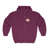 Paw Print Explosion (Back)__BAB Oval (Front) || Unisex Heavy Blend™ Full Zip-Up Hoodie