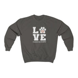 LOVE with Bark-A-Bout Outline (Front)___BAB Oval Outline (Back)  ||  Unisex Heavy Blend™ Crewneck Sweatshirt