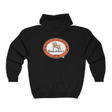 Bark-A-Bout Dog Jumping Logo (Front)__Color Oval Logo (Back) || Unisex Heavy Blend™ Full Zip-Up Hoodie